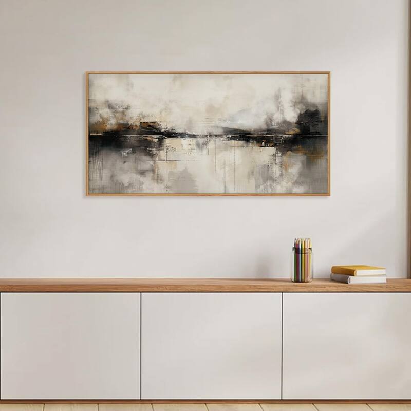 Abstract Gray Wall Decor,Minimalist Beige Wall Painting