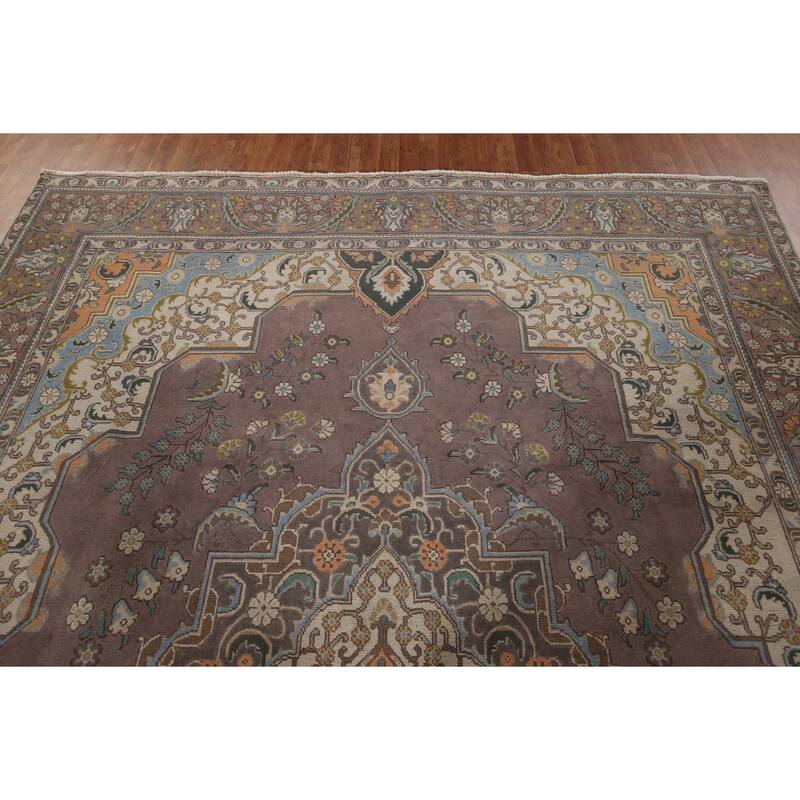 Tabriz Persian Vintage Area Rug Living Room Handmade Wool Carpet - 9'3" x 12'9"