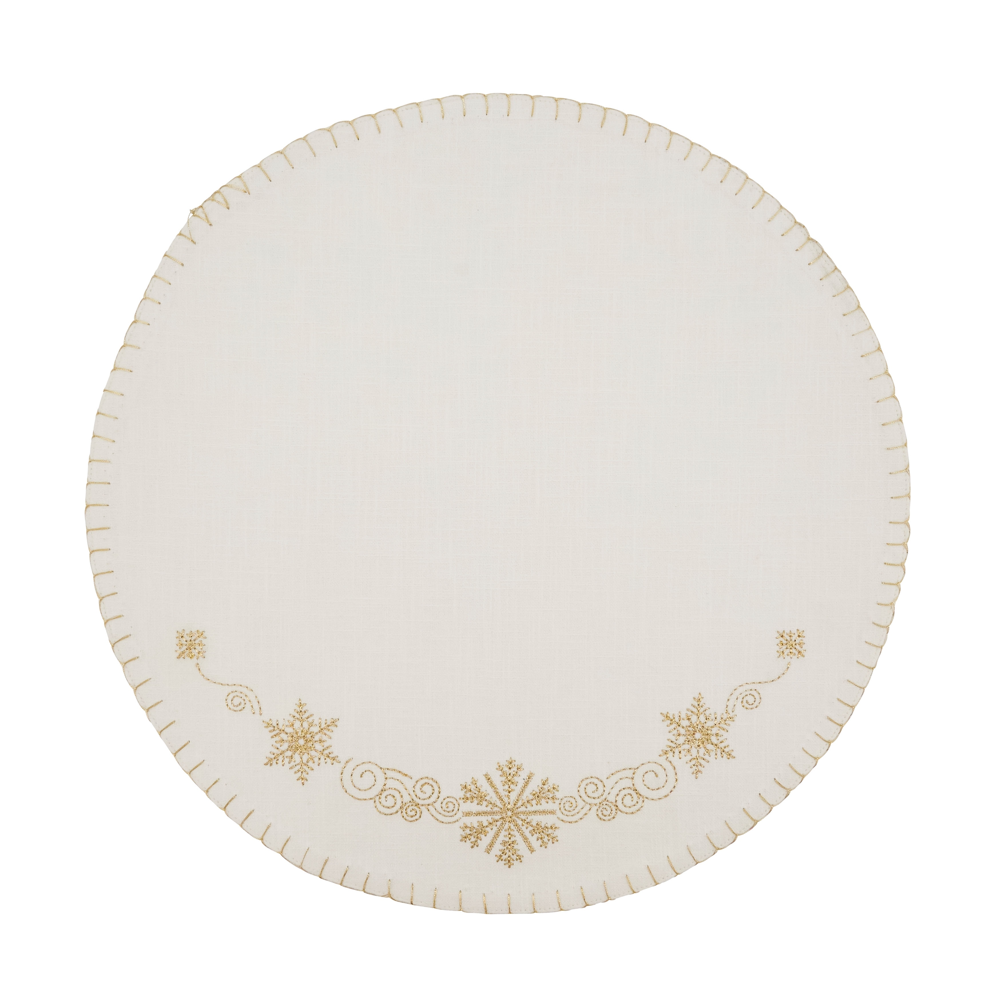 Embroidered Placemats With Snowflakes Design (Set of 4)