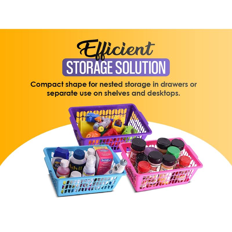 Small Plastic Storage Basket for Organizing Kitchen Pantry, Pack of 12