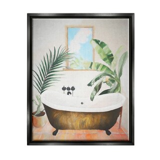 Stupell Tub with Tropical Plants Framed Floater Canvas Wall Art Design ...