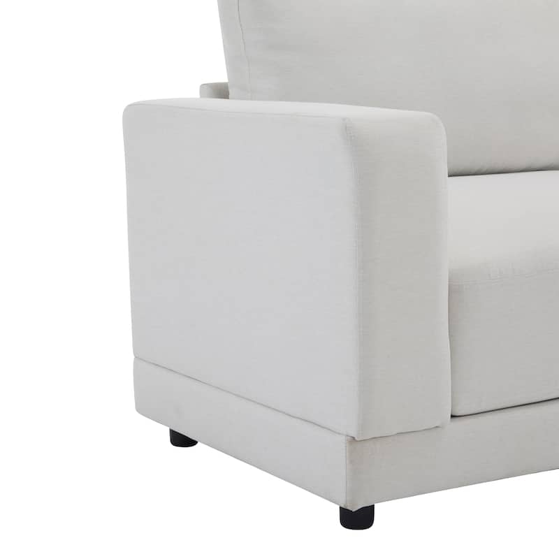 Roomfitters 81" Modern Square Arm Sofa with Soft Fabric Upholstery, Deep Cushions and Sturdy Wooden Legs for Living Room