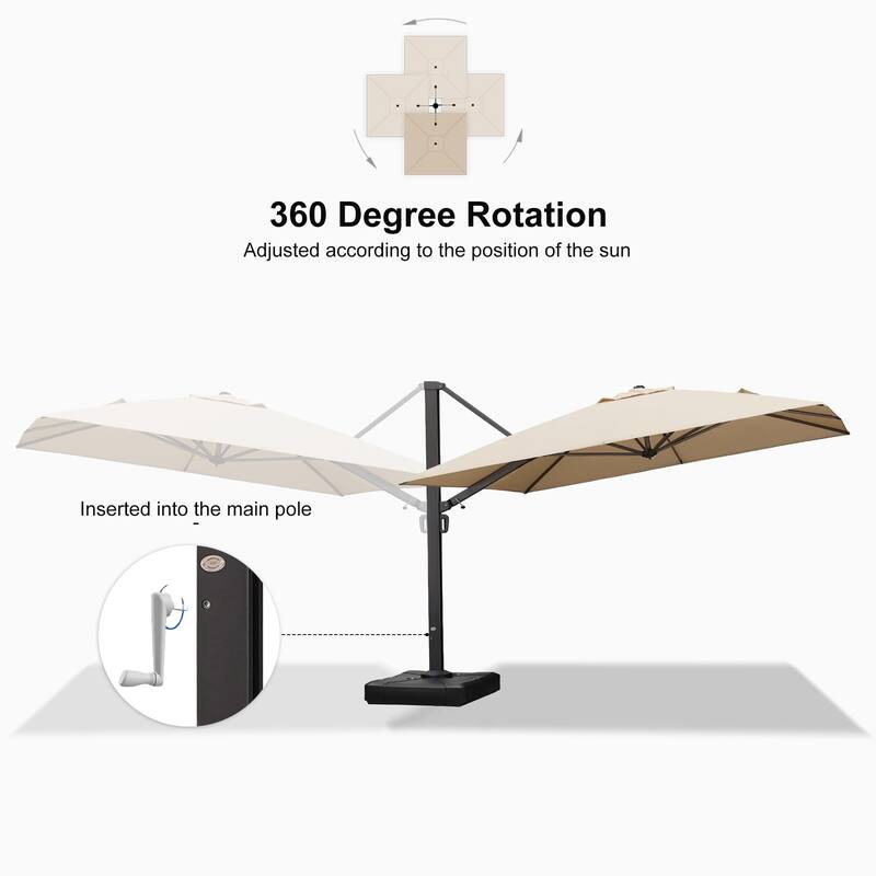 PURPLE LEAF Sturdy Heavy-duty Patio Cantilever Offset Umbrella 360-degree Rotation with Base