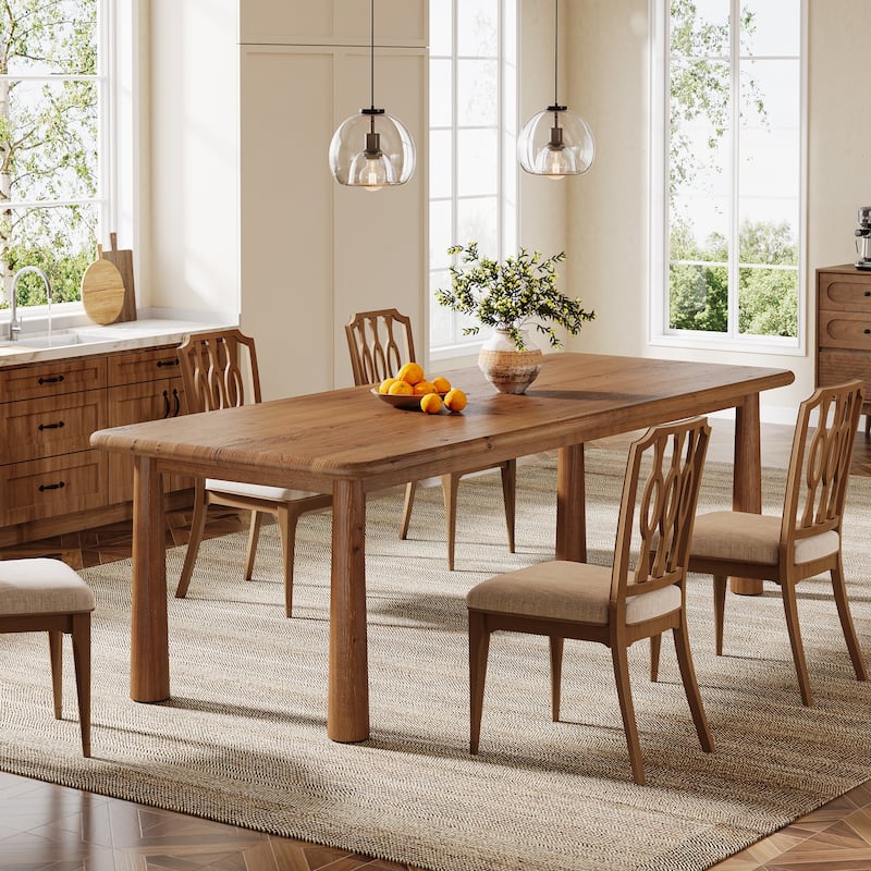 63'' Solid Wood Dining Table, Kitchen Table Dining Room Furniture