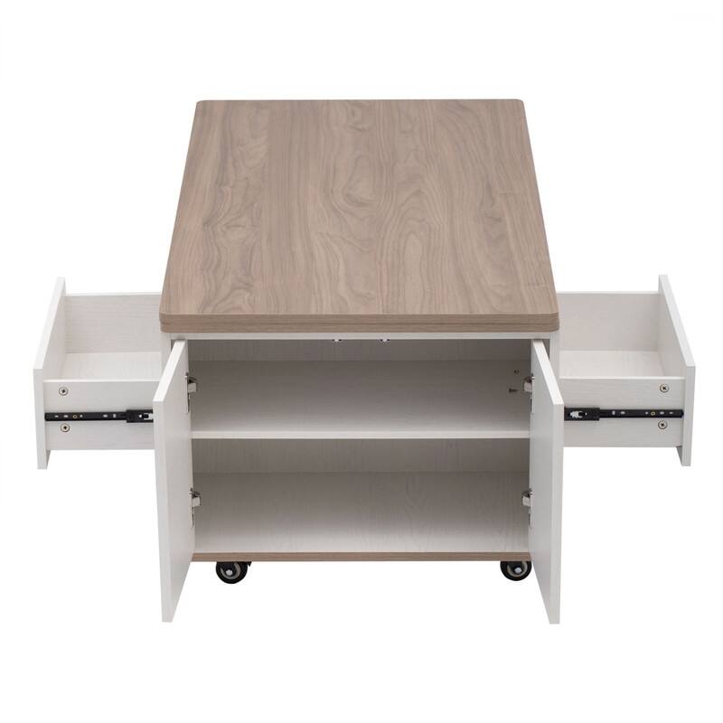 Lift Top Coffee Table with 3 Drawers in Walnut