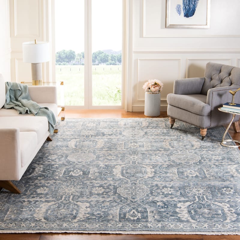SAFAVIEH Couture Hand-Knotted Haj Jalili Netti Traditional Oriental Wool - 8' x 10' - Light Blue - Rectangle