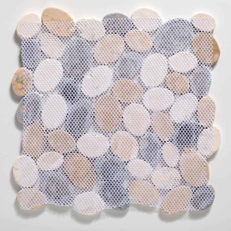 Coin Marble 11 in. x 11 in. Marble Mesh-Mounted Mosaic Wall and Floor Tile