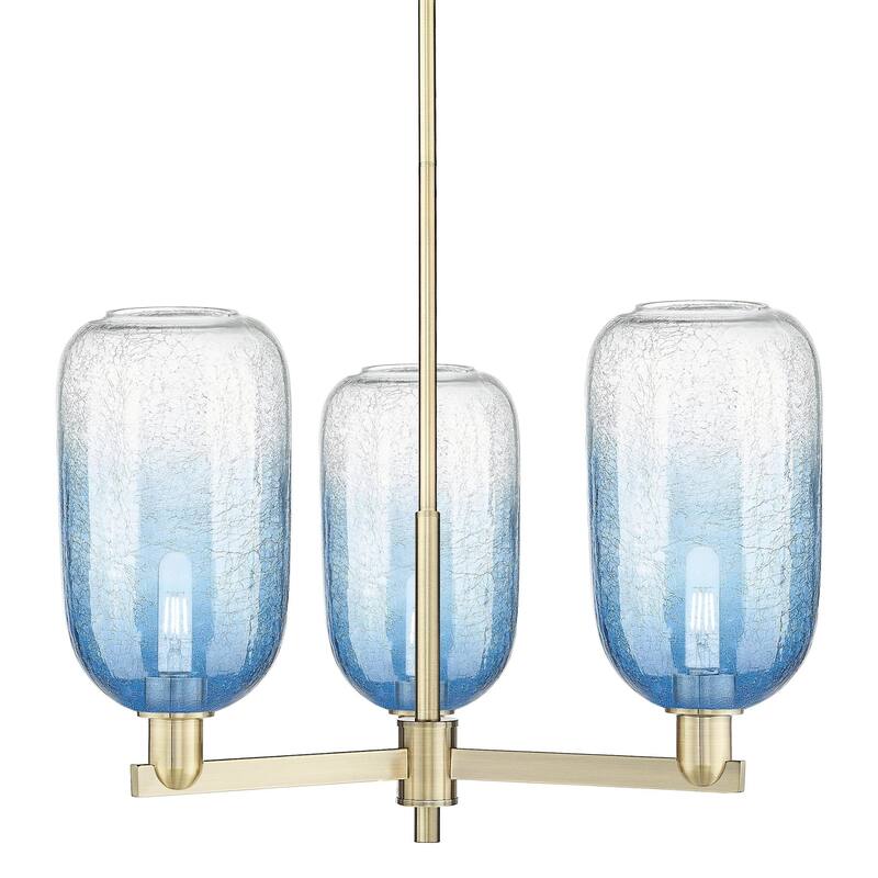 Innovations Lighting 716-3CR-17-18 Brookhaven Cloche Chandelier - Antique Brass / Sapphire Blue