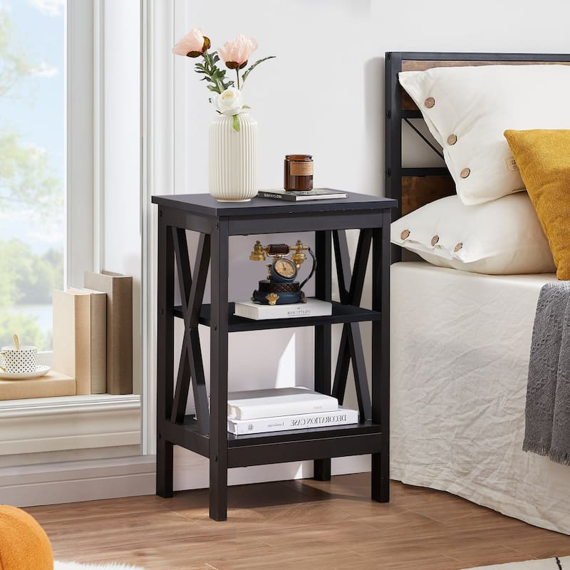 Javlergo Modern Nightstand with 3-tier Storage Shelves Side End Table