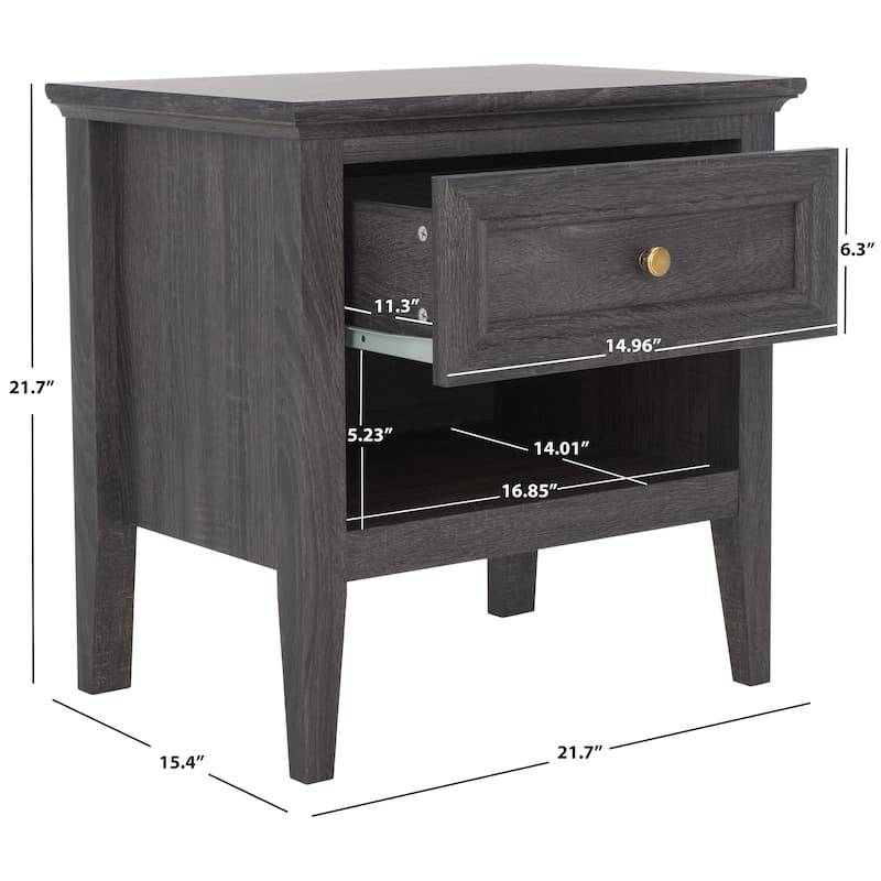 SAFAVIEH Home Sondra 2 Drawer Nightstand. - Distressed Black/Gold.