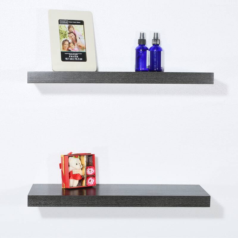 Set of 2 Modern and Contemporary Black Oak Floating Shelf - 9.25*23.62*1.5 inches