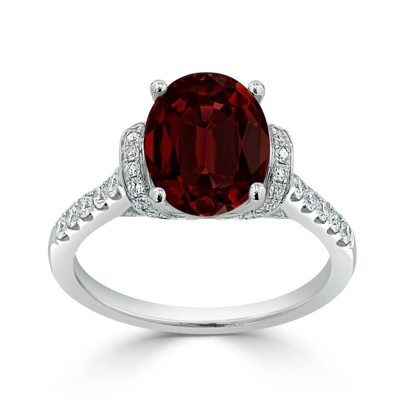 Auriya Modern 2 3/8ct Oval Garnet and Diamond Engagement Ring 3/8cttw 14k Gold