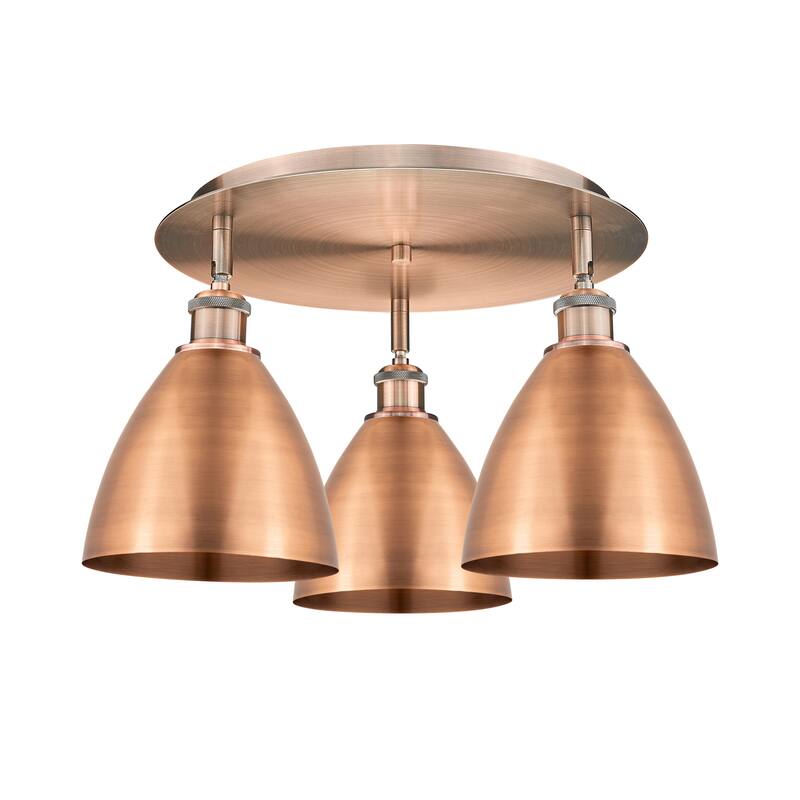 Innovations Lighting Ballston - 3 Light 19" Flush Mount - Antique Copper