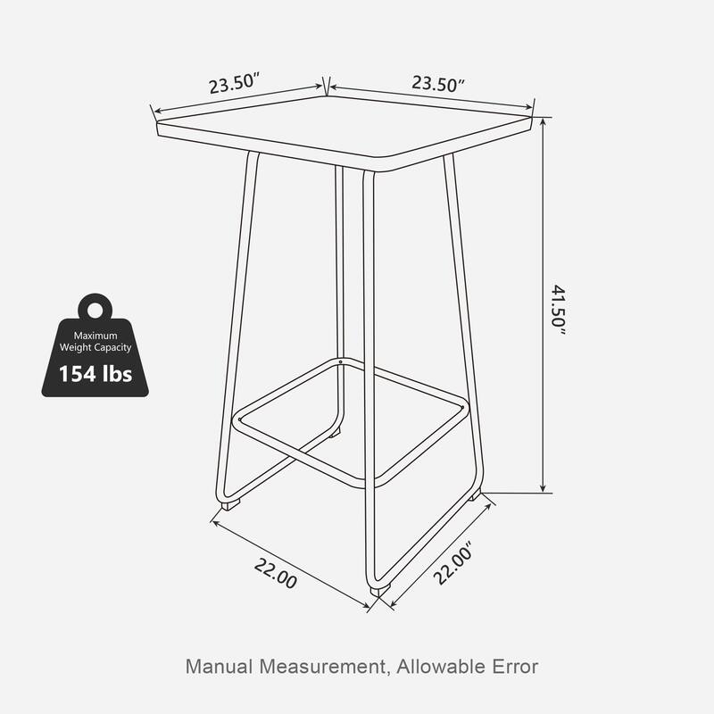 Glitzhome 41"H Industrial Modern Square Wood Top Bar Height Pub Tables