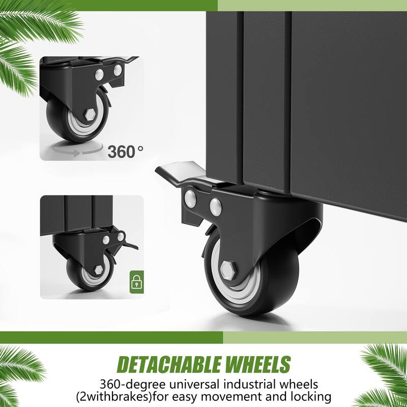 Privacy Screen Planter with Trellis Metal Planter Box with 360° Lockable Wheels & Drainage Holes Raised Garden Bed - 72"x47"