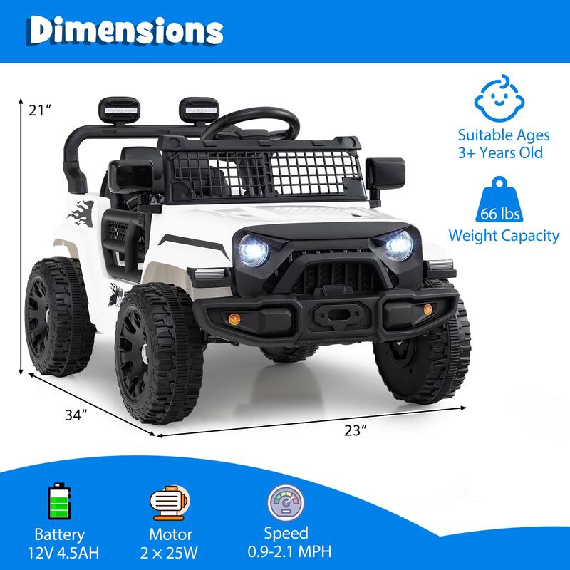 Gymax Kids Ride on Car Truck 12V Battery Powered Electric Vehicle w/