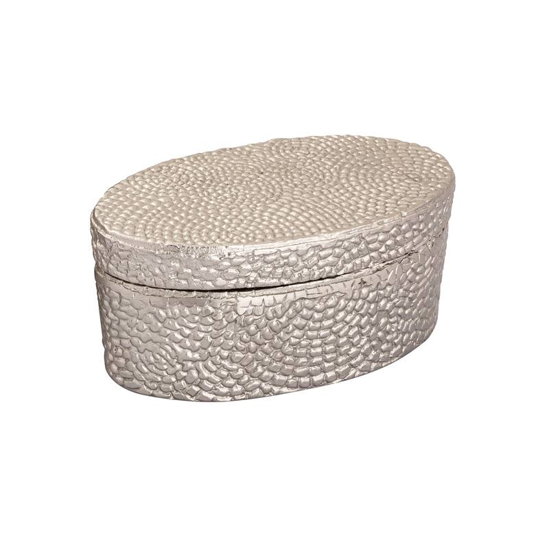 Elk Home Oval Pebble Antique Nickel Metal 9 Inch Wide Box - Antique Nickel