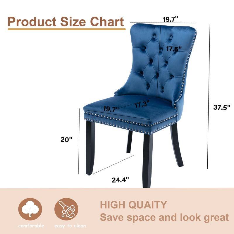 Modern Tufted Velvet Upholstered Nailhead Dining Chair Set of 6