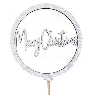 Set Of 12 Silver Merry Christmas In A Circle Pick Decoration