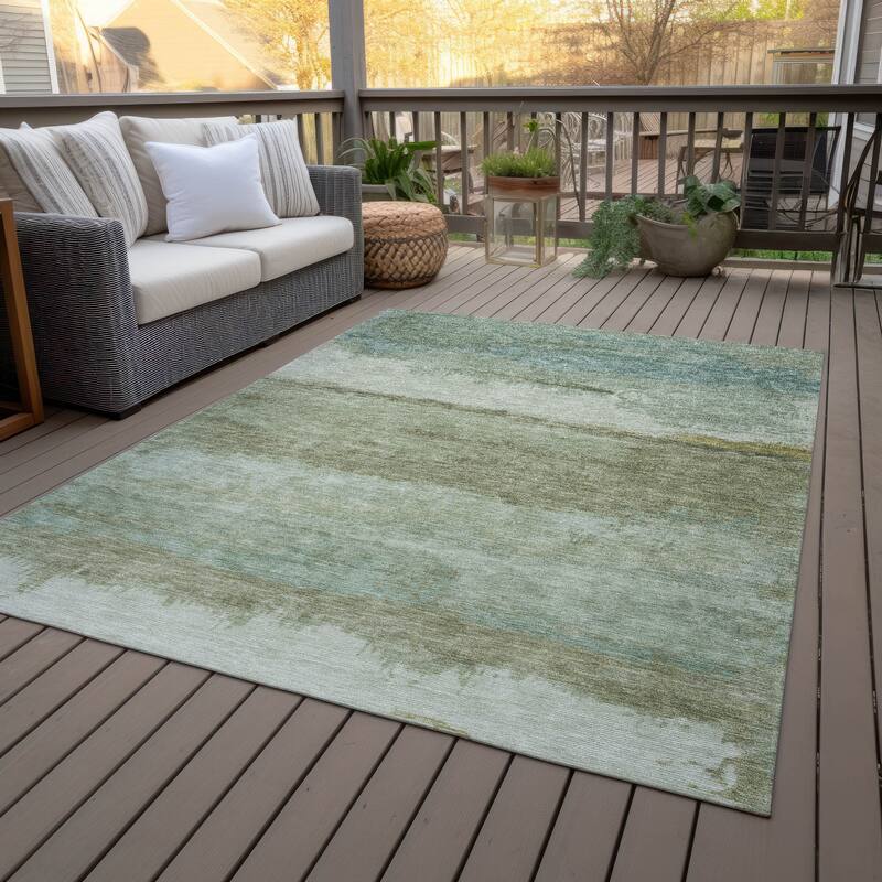 Machine Washable Indoor/Outdoor Watercolor Ombre Chantille Rug