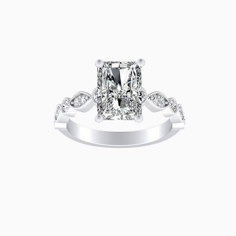 Auriya 14K Gold Lab Grown Diamond Radiant Cut Petite Vintage Milgrain Engagement Ring 1.15 - 5.15ct. tw. (E-F, VS)