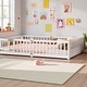 preview thumbnail 102 of 159, Wood Floor Bed with Safety Guardrails and Door Queen - White2