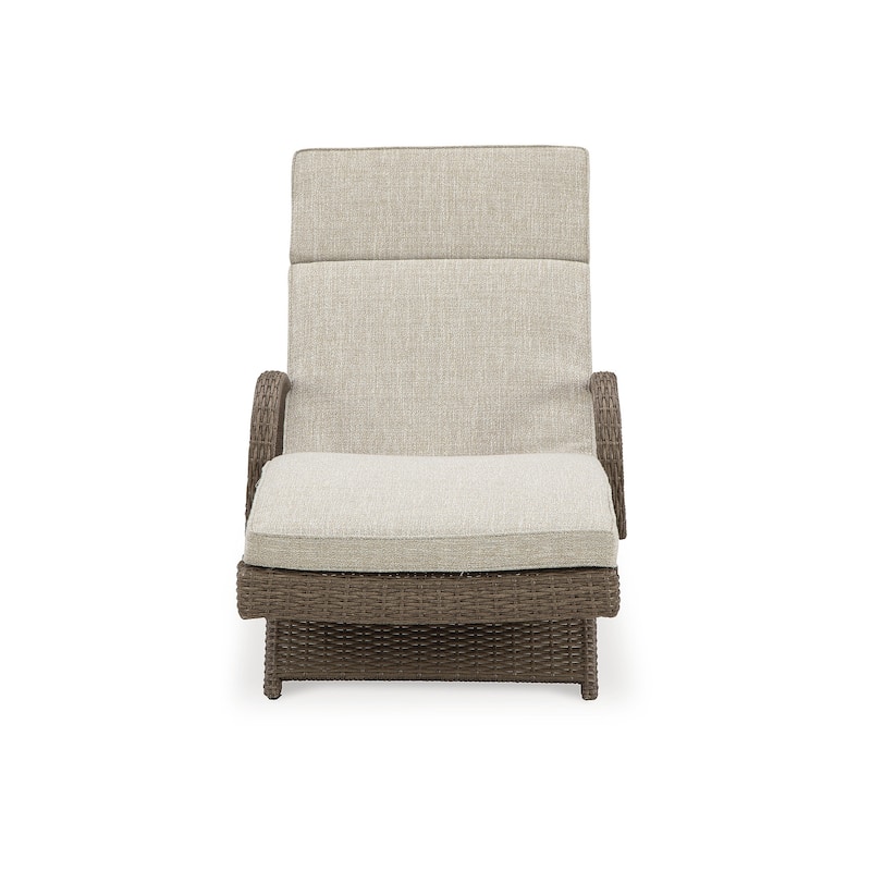 Signature Design by Ashley Beachcroft Beige Outdoor Chaise Lounge with Cushion - 30.13" W x 79.38" D x 39.75" H