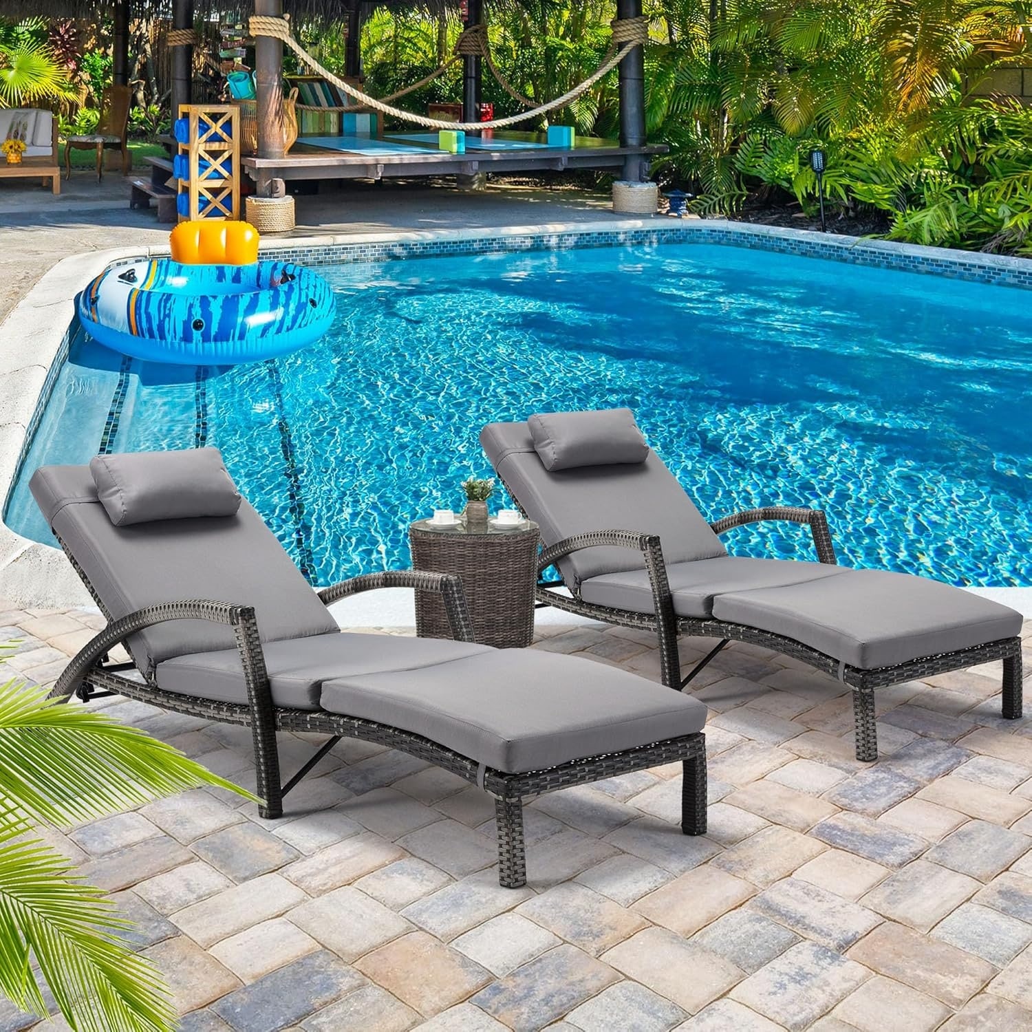 EROMMY Outdoor Patio Lounge Chair, Adjustable Recliner Outdoor Lounge Chairs, Multiple Colors Available