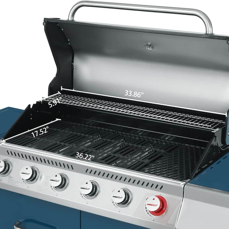 Royal Gourmet 6-Burner Gas Grill with Sear Burner and Side Burner - Blue