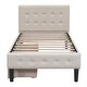 preview thumbnail 7 of 10, Twin Size Upholstered Platform Bed with Linen Headboard and Two Storage Drawers