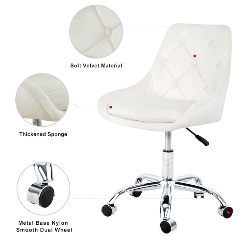 Modern Adjustable Height Velvet Dining Chair with Wheels Set of 1.