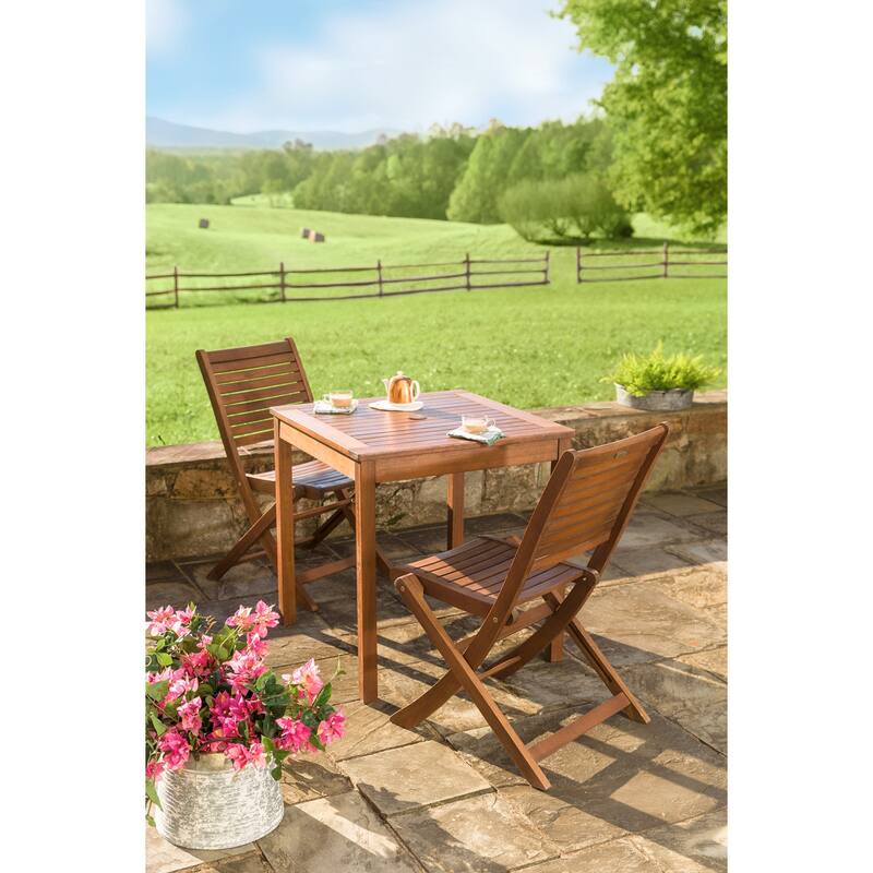 34 in. Eucalyptus Folding Wood Bistro Chairs (Set of 2)