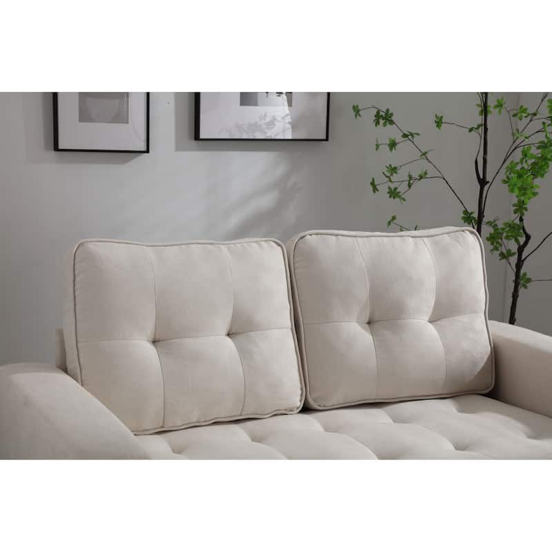 Velvet 55" Convertible 3-Fold Loveseat Sofa Bed: Pull-Out Feature, Side Storage Pocket