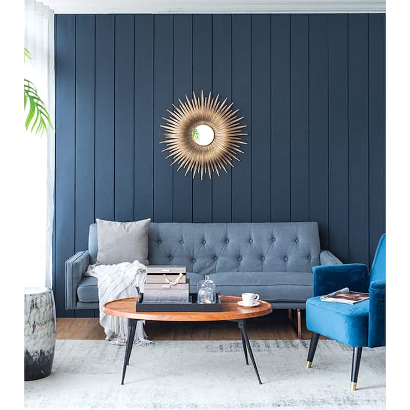 Sunburst Round Iron Wall Mirror - 28.25" - Gold