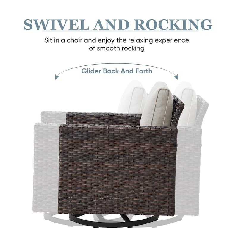 Outdoor Swivel Patio Chair 360° Rotating Chair - Brown