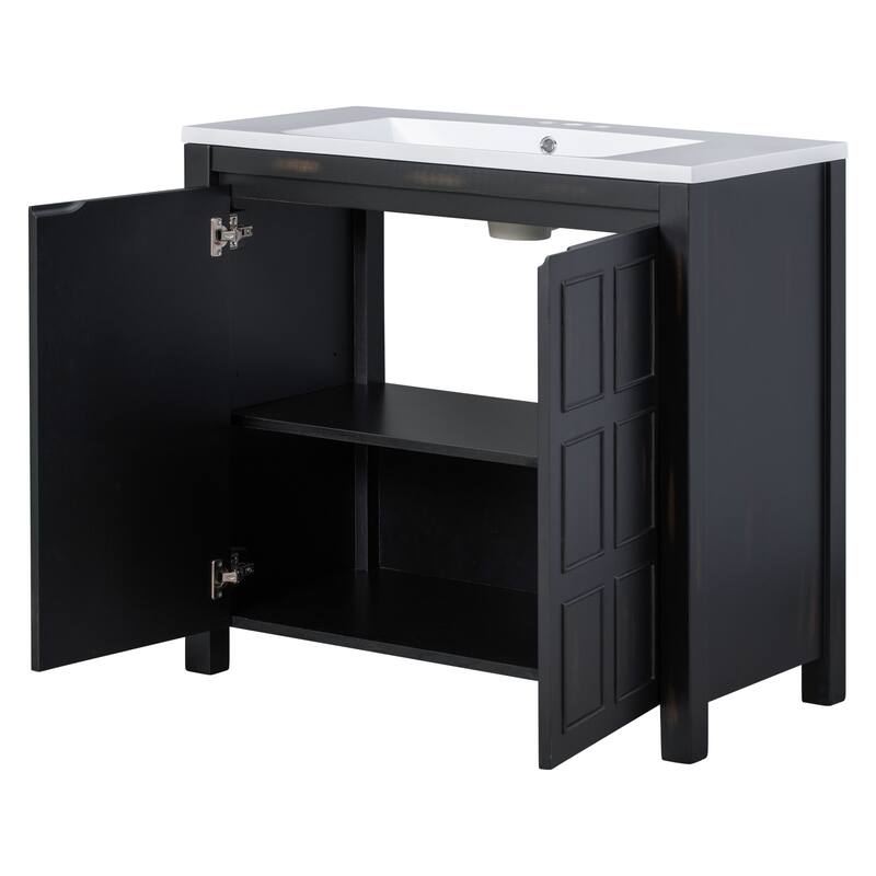 Bathroom Storage Vanity Cabinet - Espresso - with Sink