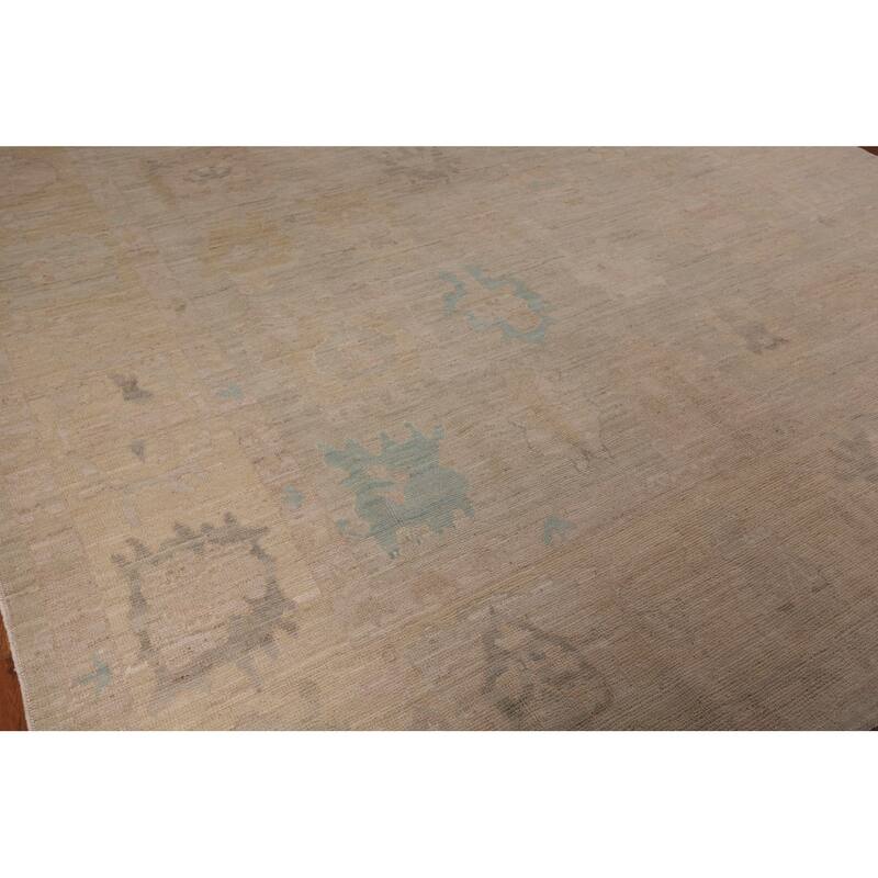 Vegetable Dye Oushak Area Rug Handmade Floral Wool Carpet - 9'2" x 12'2"