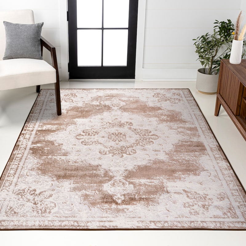 JONATHAN Y Rosalia Ornate Medallion Modern Area Rug - 2 X 10 - Brown/Cream