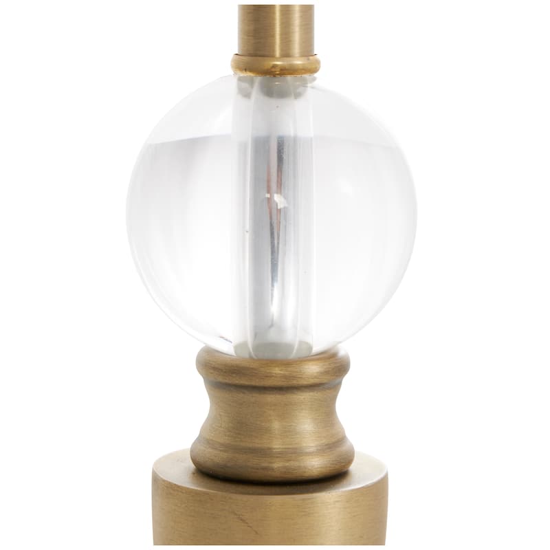 Gold Metal Inverted Cone Shaped Accent Lamp with Glass Ball Accent and Square Base