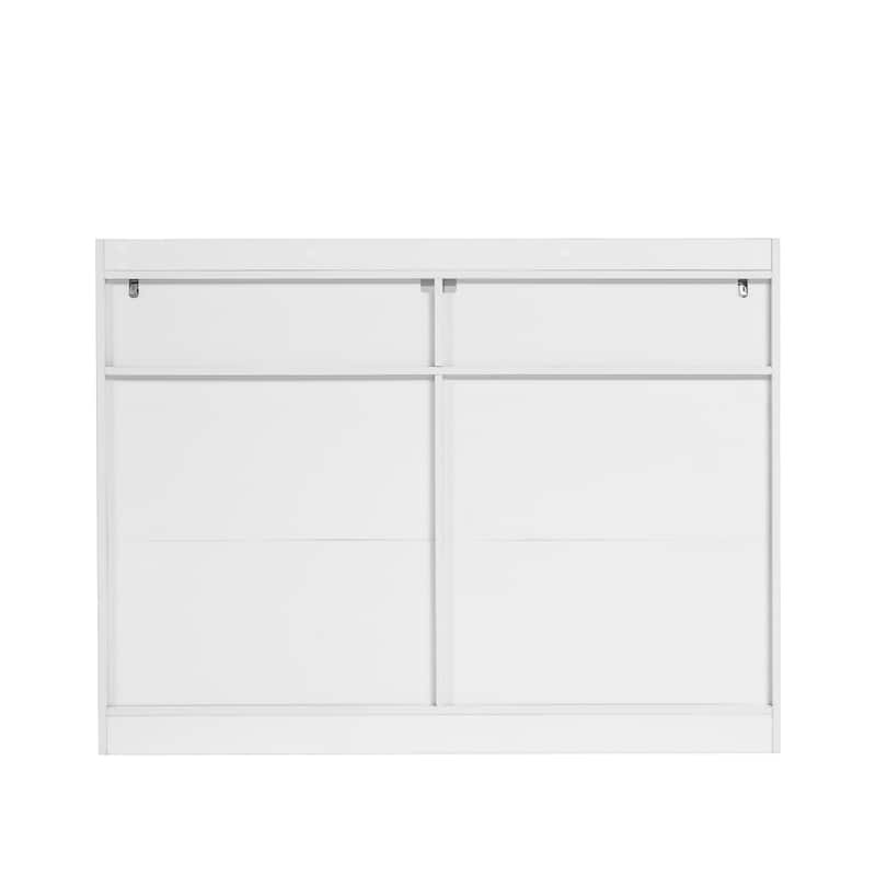 Modern Drawer Dresser with Frame, LED Light 6 Drawers, for Bedroom Living Room Entryway Hallway, White