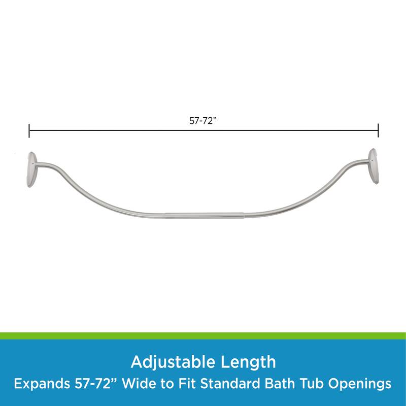 Kenney Twist & Fit No Tools Curved Camlock Tension Shower Curtain Rod, 57-72" - Brushed Nickel
