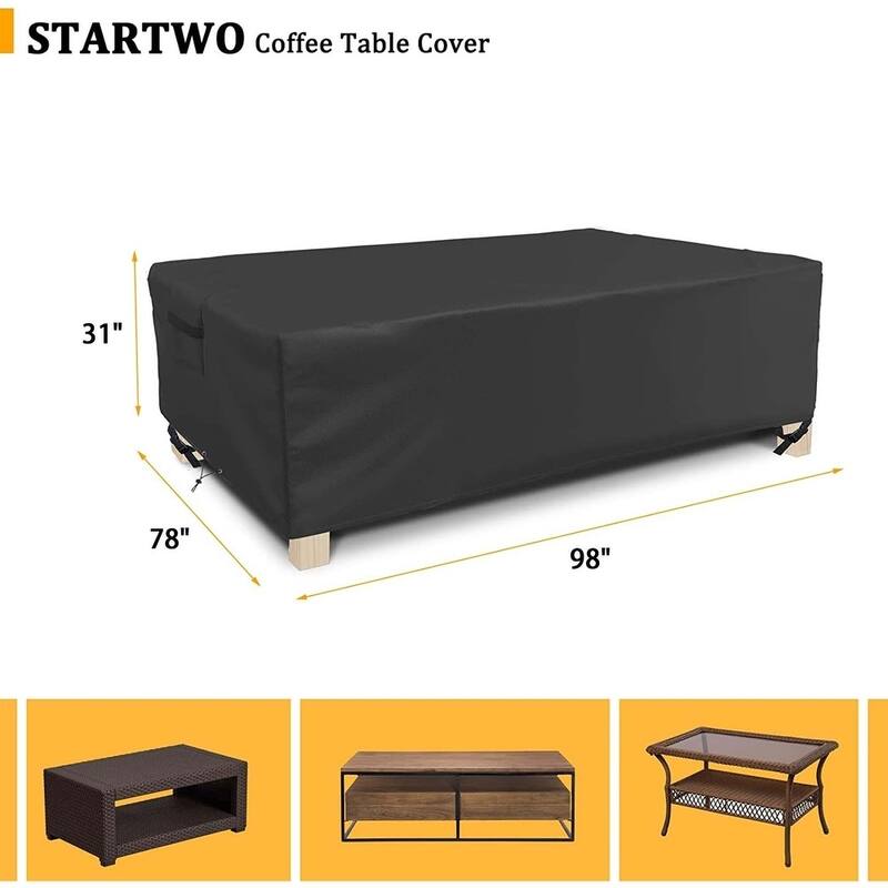 Patio Coffee Table Cover, Waterproof Outdoor Furniture Rectangular Small Table Covers