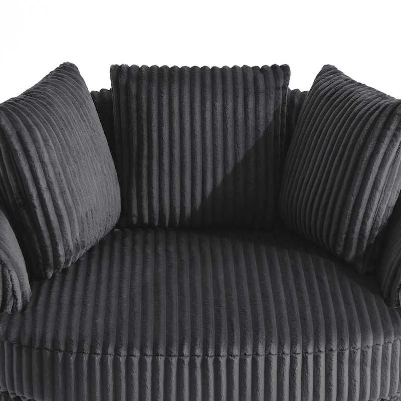 DREAMSIDEA 2 Set Recessed Arm Slipcovered Swivel Barrel Chair