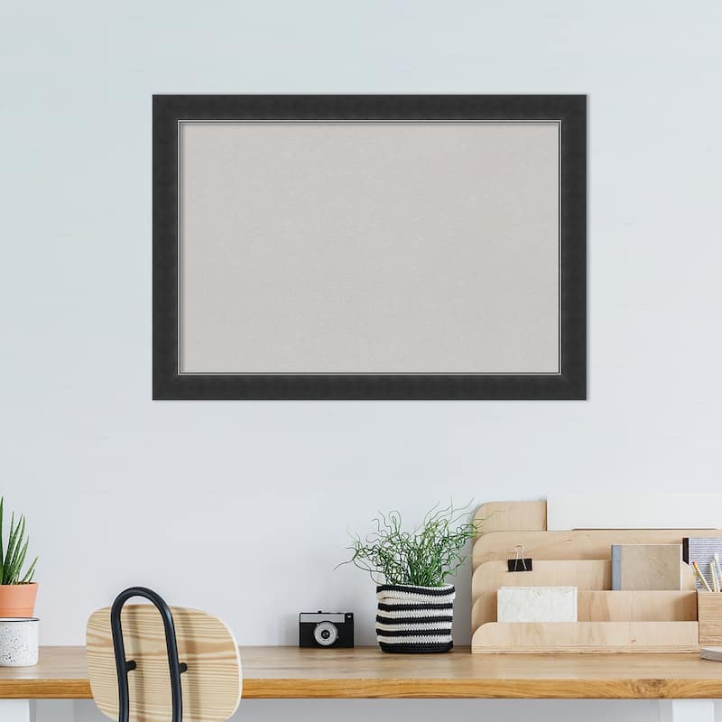 Corvino Black Narrow Wood Framed Grey Corkboard Bulletin Board