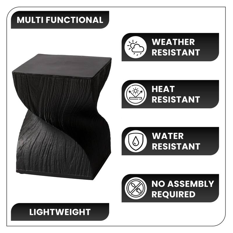 Onyx Square Side Table in Fiberstone Modern Accent Side Table for Indoor and Outdoor