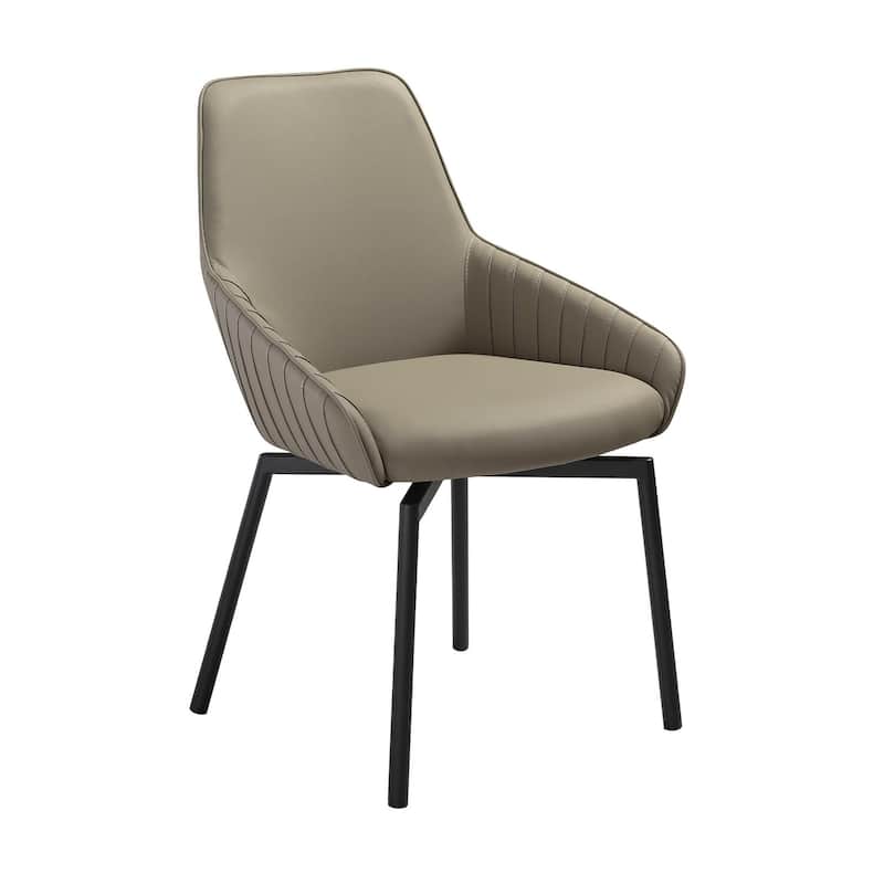 Black/Taupe Gray Faux Leather Upholstered Metal Frame Dining Chair, Set of 2, Sturdy Dining Chair for Dining Rooms - 20.5