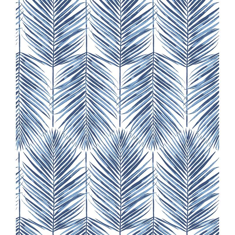 DuPont Tedlar Paradise Palm High Performance Vinyl Unpasted Wallpaper - 27 in. W x 27 ft. L - 27 in. W x 27 ft. L - Coastal Blue