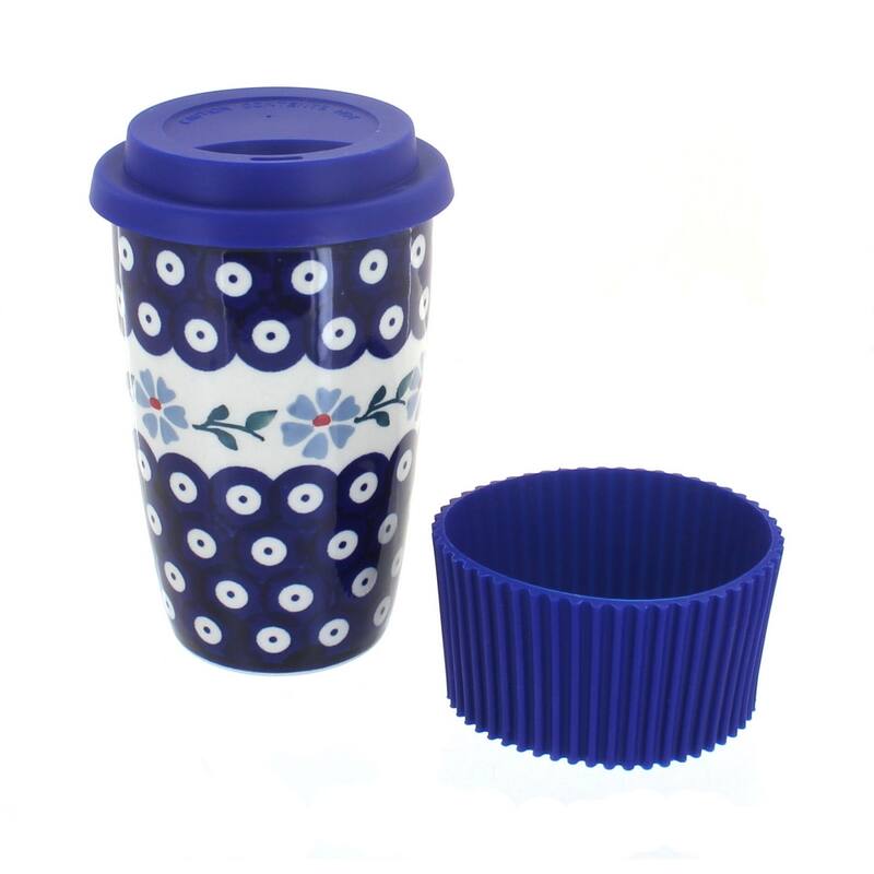 Blue Rose Polish Pottery K115 Manufaktura Travel Mug - Blue Violet