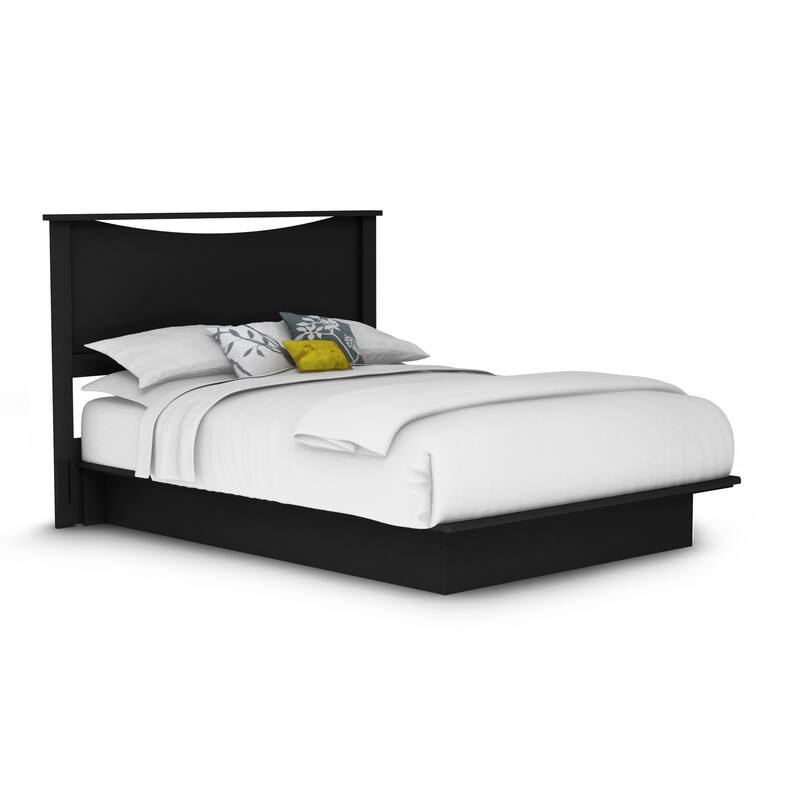 South Shore Step One Queen Platform Bed and Headboard (54/60'') - Black