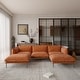 preview thumbnail 2 of 27, Modern Minimalist Upholstered Couches, 147" 4-Seater Cloud Modular Sectional Sofa with 2 Ottoman,U Shaped Couch for Living Room 3 seats+2 ottoman(orange)
